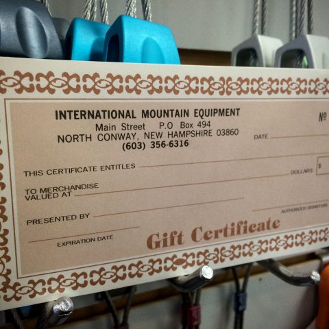 Gift Certificate for IME in North Conway, New Hampshire.